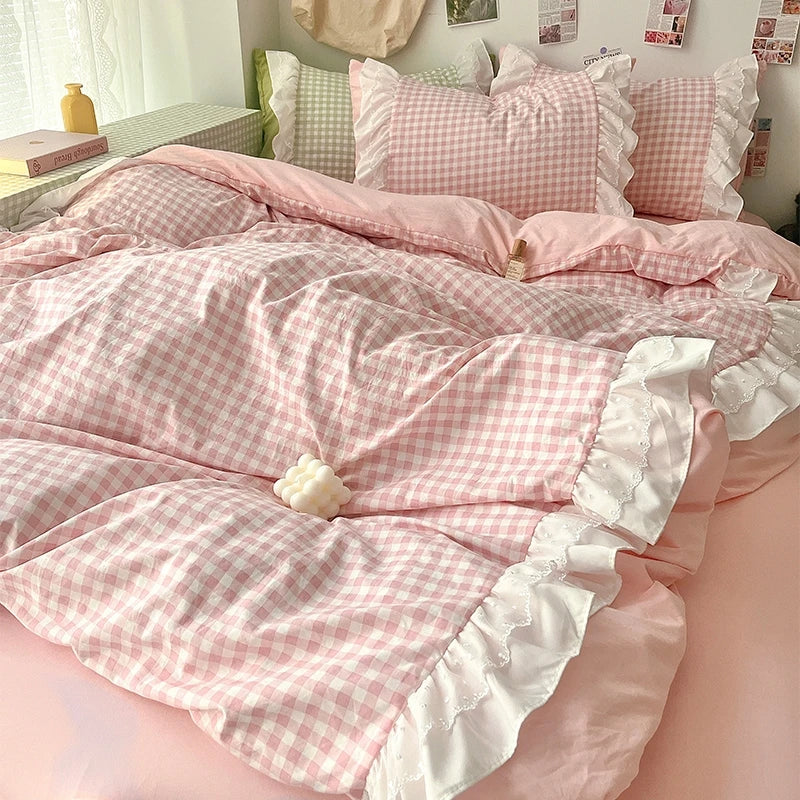 WilloPillow BlushNest™ Plaid Bedding Set