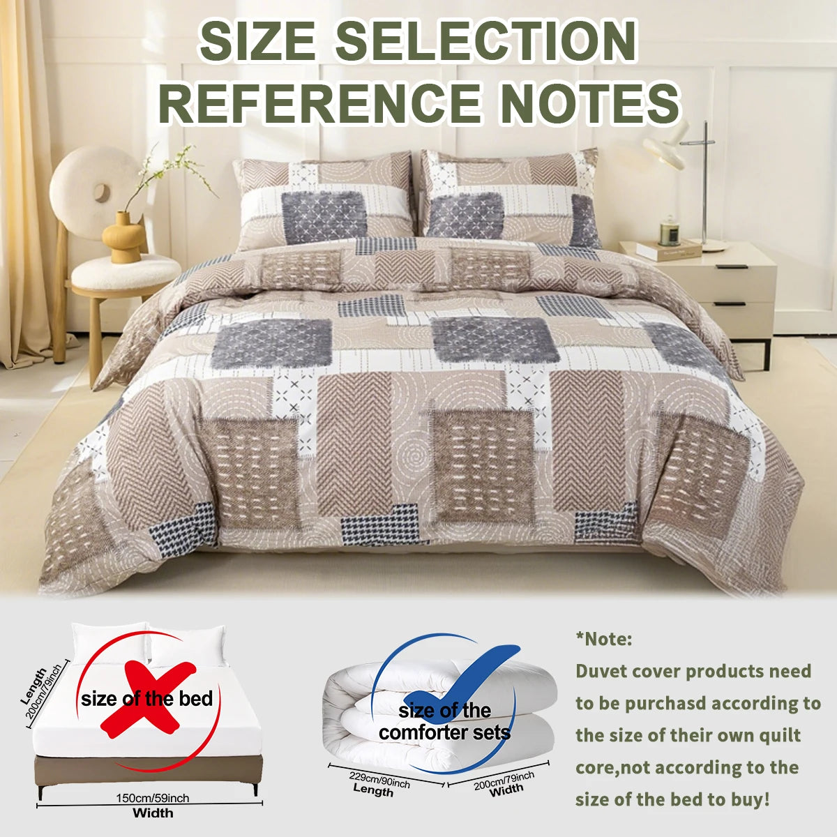 WilloPillow PatchLuxe™ Modern Patchwork Bedding Set