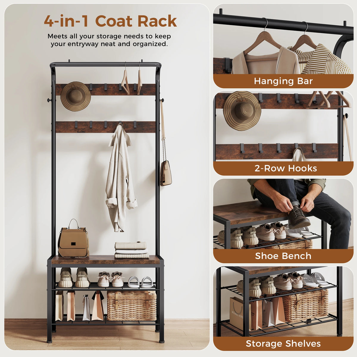 EntryNest 4-in-1 Hall Tree