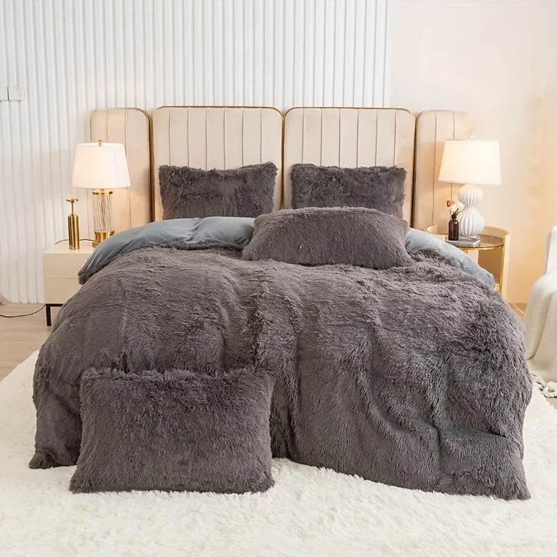 3-Piece Luxurious Plush Duvet Cover Set – Cozy & Soft Bedding, Perfect for Bedroom Comfort, Ideal for Guest Rooms and Dorm Aesth