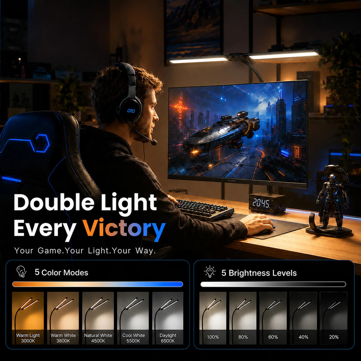 DuoBeam Wide-Angle Desk Lamp