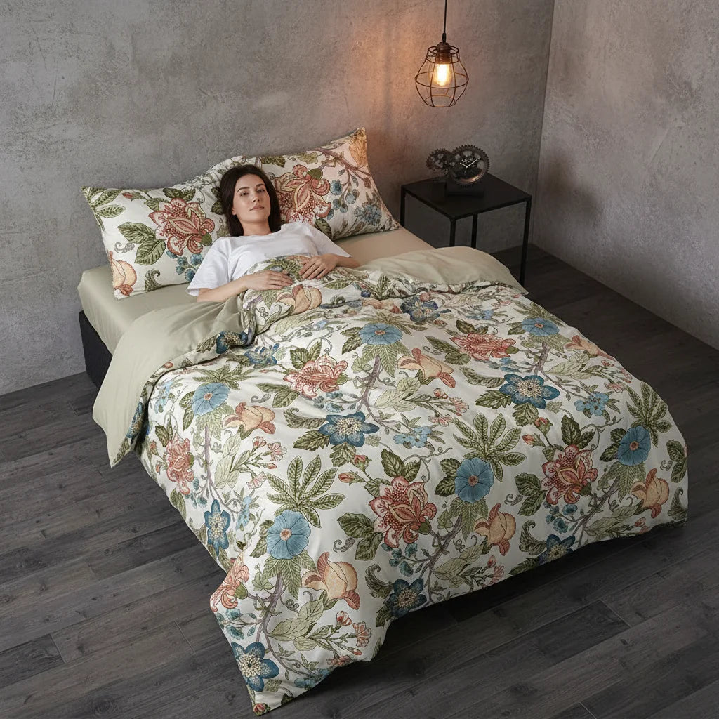 2pcs Floral Print Duvet Cover Set - Machine Washable Soft Polyester, Zipper Closure, All-Season Lightweight Comforter Cover with 1 Pillowcases, Bedroom Decor for Master & Guest Room, King Size
