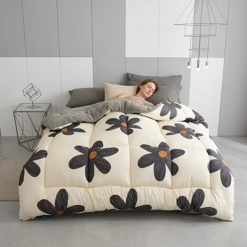Microfiber-Filled Warm Comforter  Luxurious Soft Thick Bedspread for Bedroom and Hotel Use.