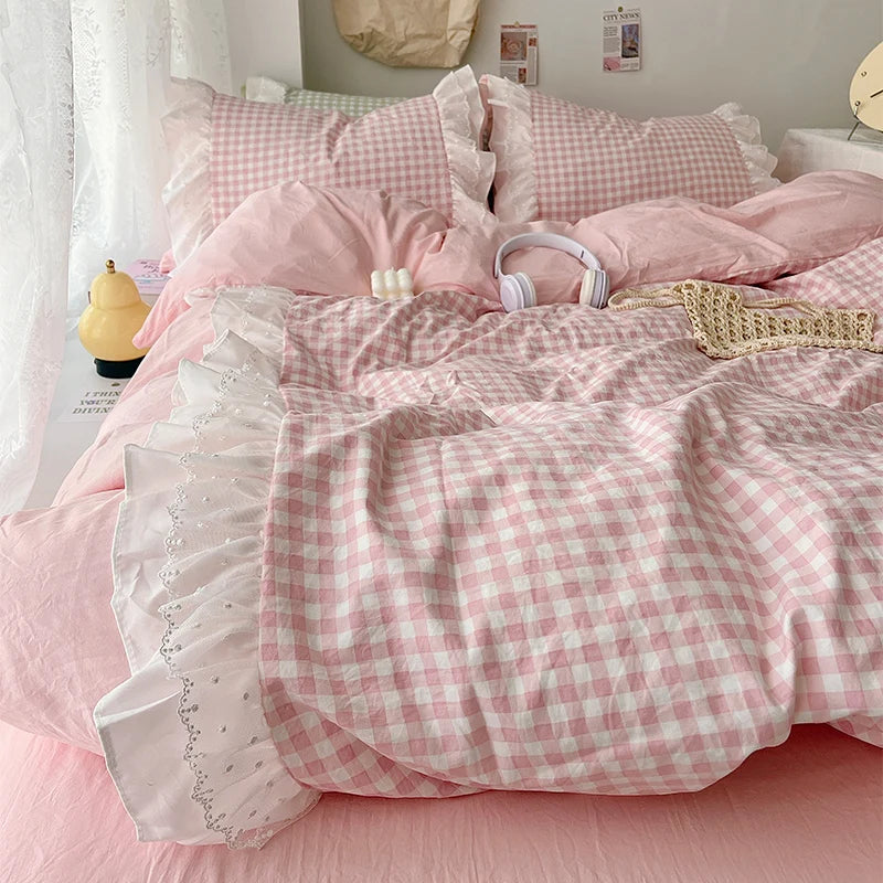 WilloPillow BlushNest™ Plaid Bedding Set