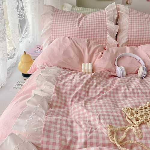WilloPillow BlushNest™ Plaid Bedding Set