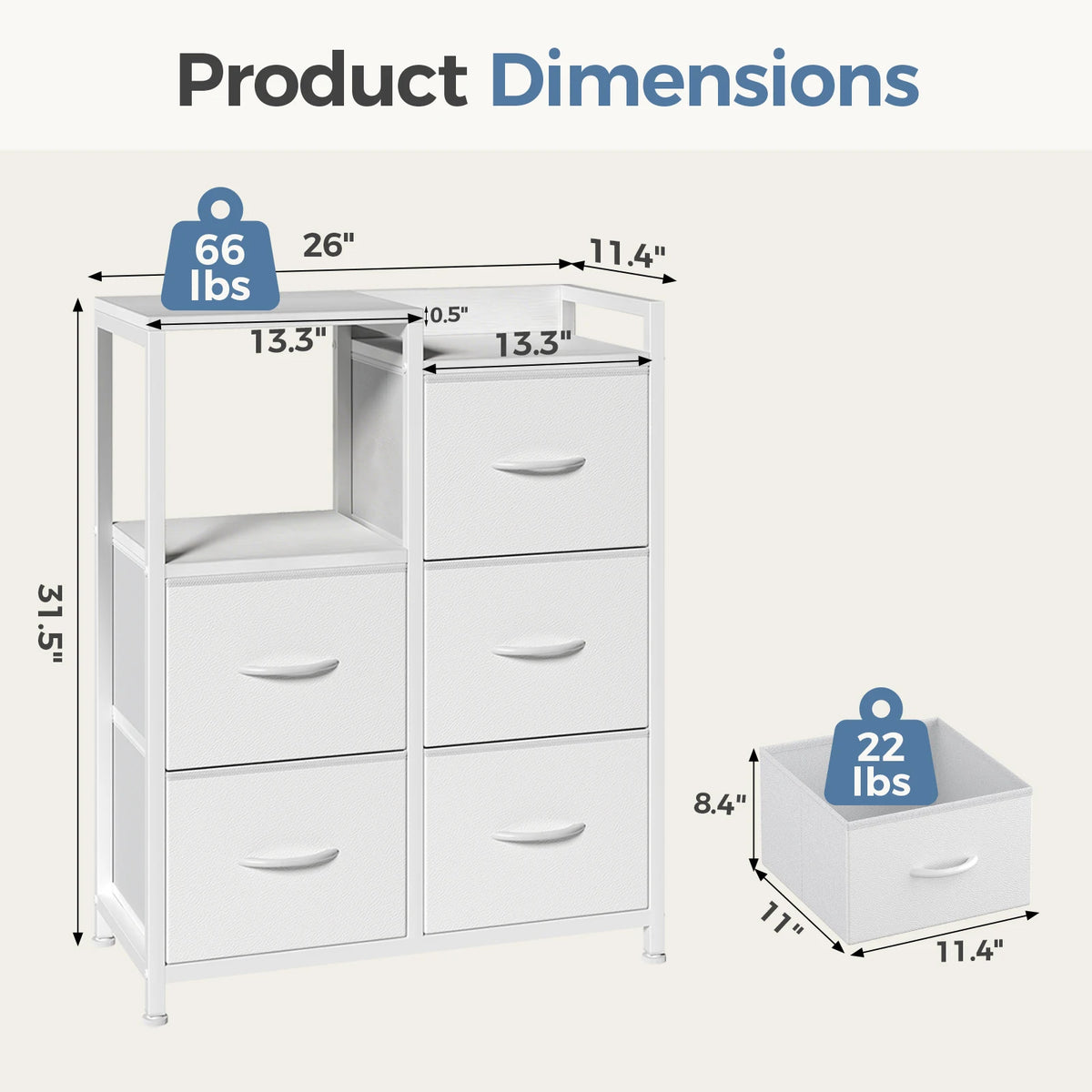 ShelfRise 5-Drawer Storage Dresser