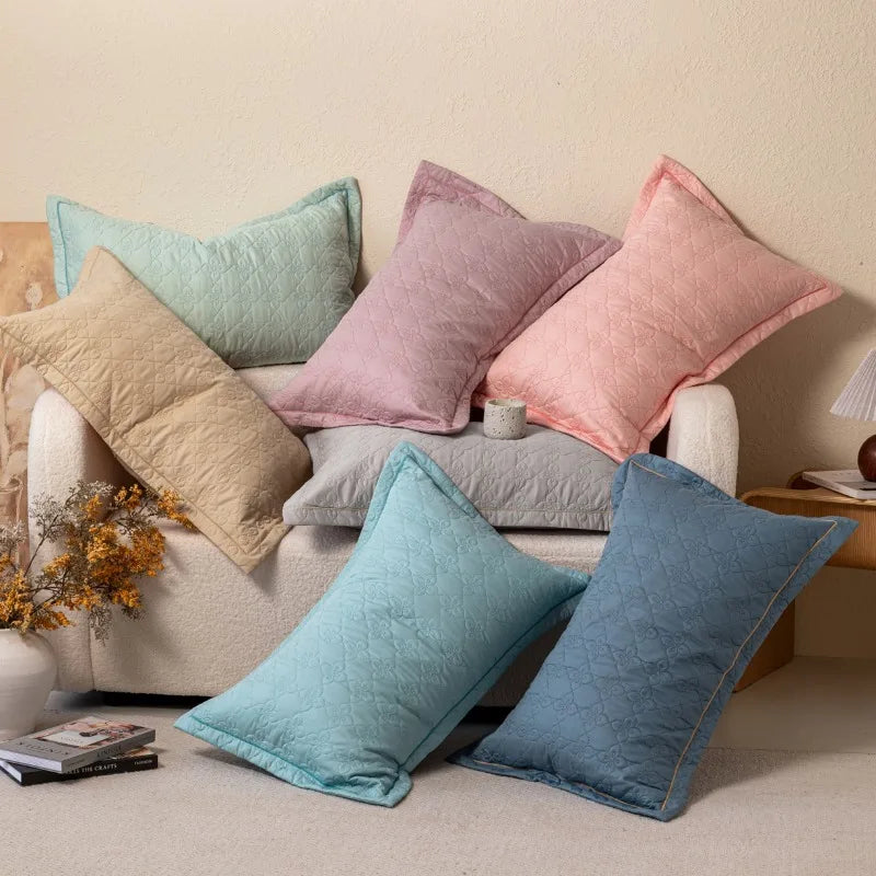 100% Cotton Quilted Pillow Cover 40x60cm48x74cm Large Size Embroidered Pillowcase Protector Thickened for Pillow Core Protection