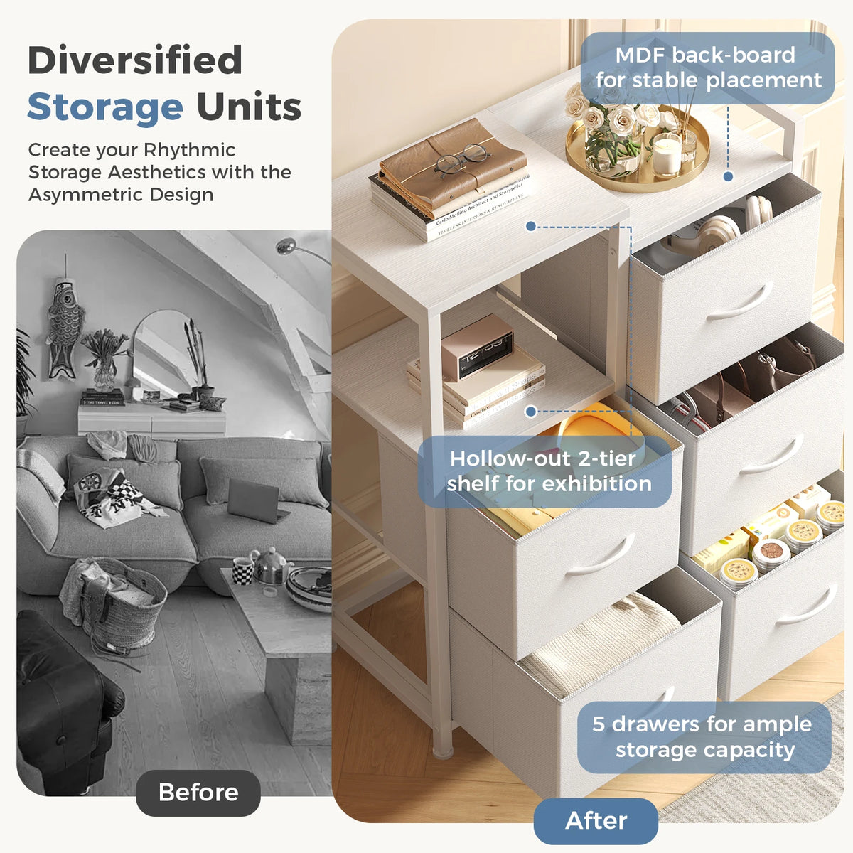 ShelfRise 5-Drawer Storage Dresser