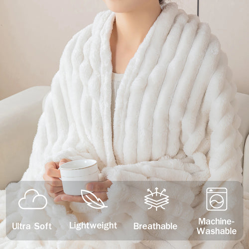 1pc striped flannel blanket - soft, comfortable, multifunctional sofa decorative cover blanket, available in multiple colors