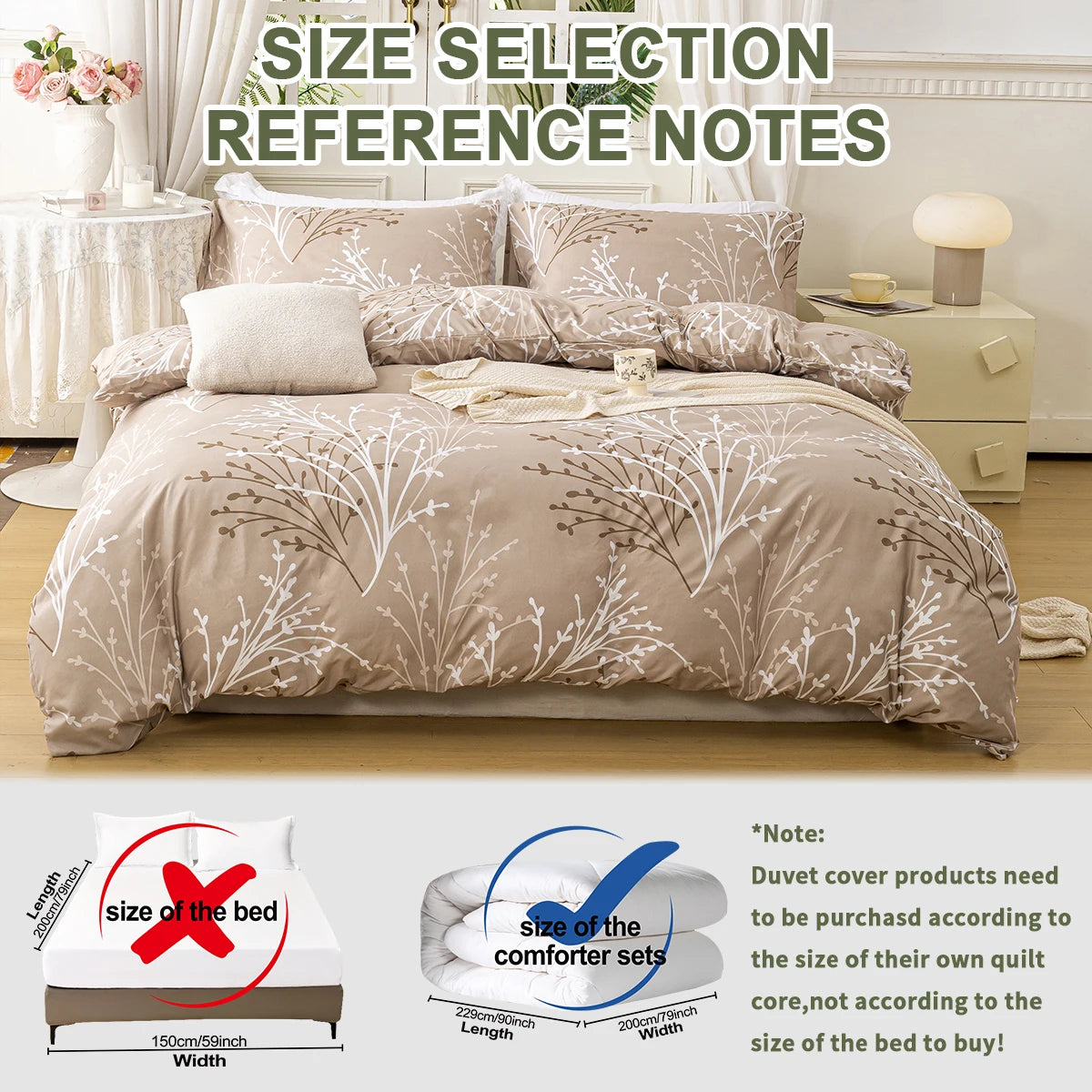 WilloPillow BotanicalHaven™ Leaf Floral Bedding Set