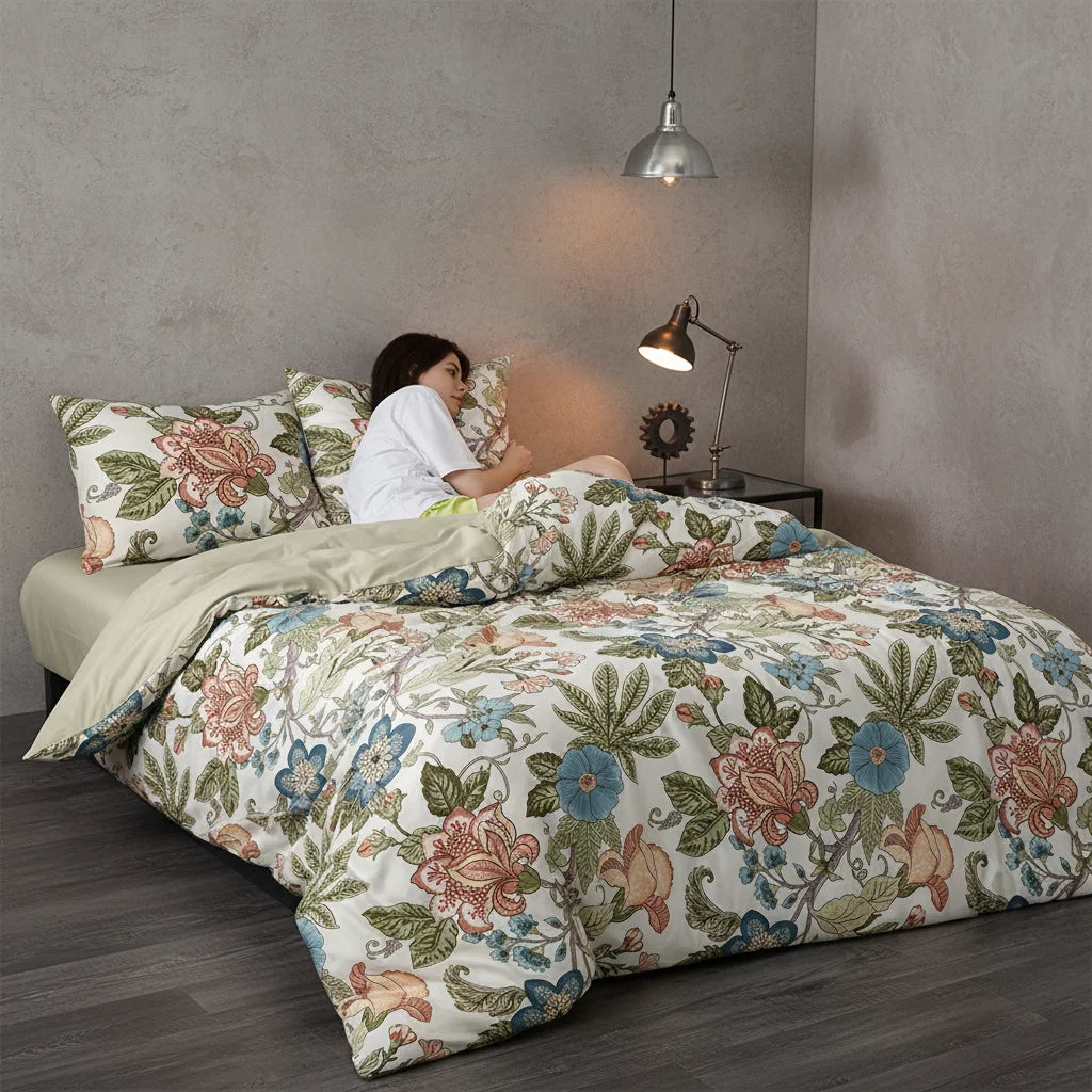2pcs Floral Print Duvet Cover Set - Machine Washable Soft Polyester, Zipper Closure, All-Season Lightweight Comforter Cover with 1 Pillowcases, Bedroom Decor for Master & Guest Room, King Size