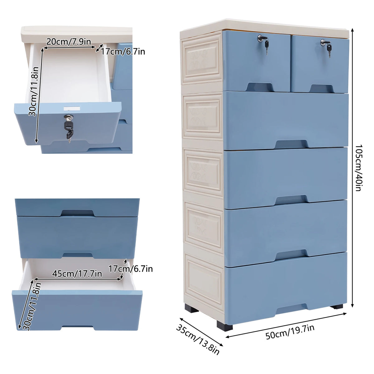 LockNest 6-Drawer Rolling Dresser
