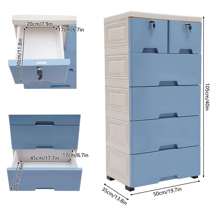LockNest 6-Drawer Rolling Dresser