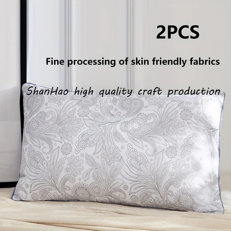 2PC High Quality Brushed Texture Patterned Sleep Pillow, Star Rated Hotel Grade Patterned Pillow Core Classical Patterned Pillow