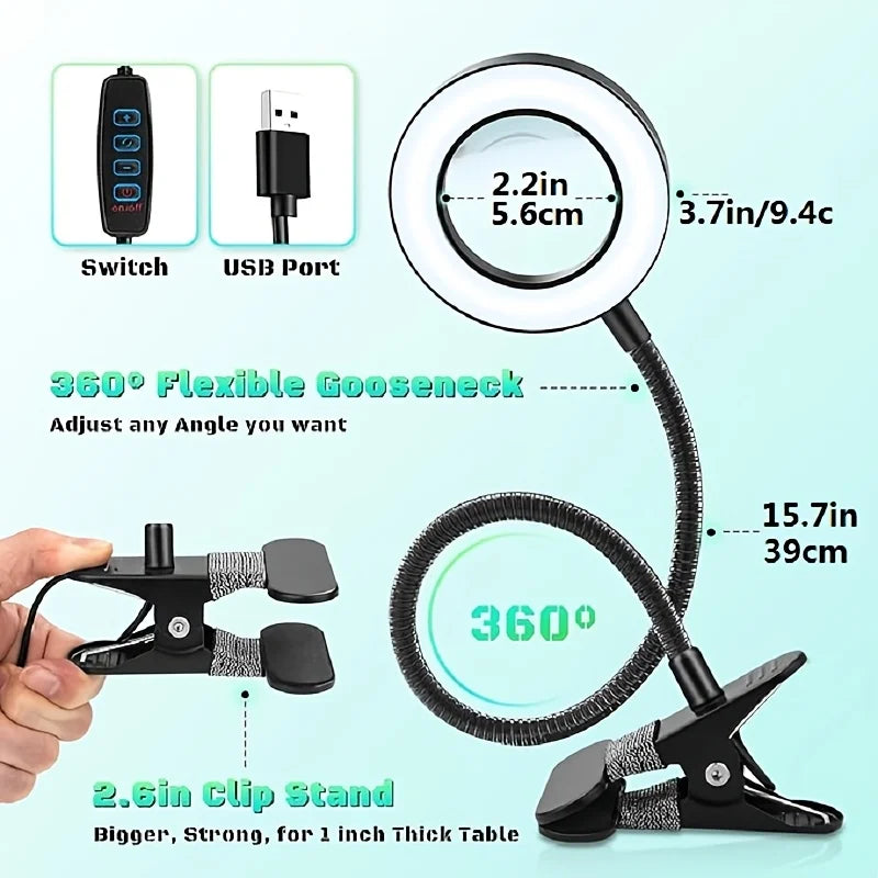 DetailGlow™ 5X Magnifying Clip Lamp 🔍💡