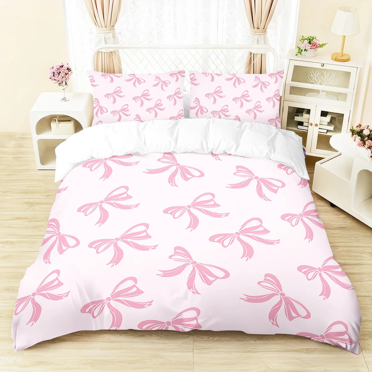 3pcs Butterfly pattern bedding set, 1 quilt cover+2 pillowcases, soft bedroom decoration, suitable for girls and women bedroom