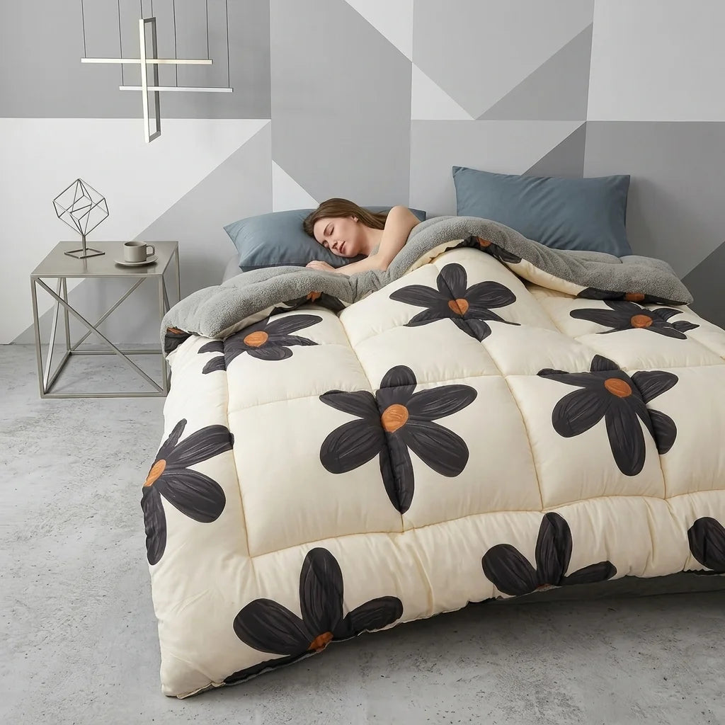 Microfiber-Filled Warm Comforter  Luxurious Soft Thick Bedspread for Bedroom and Hotel Use.