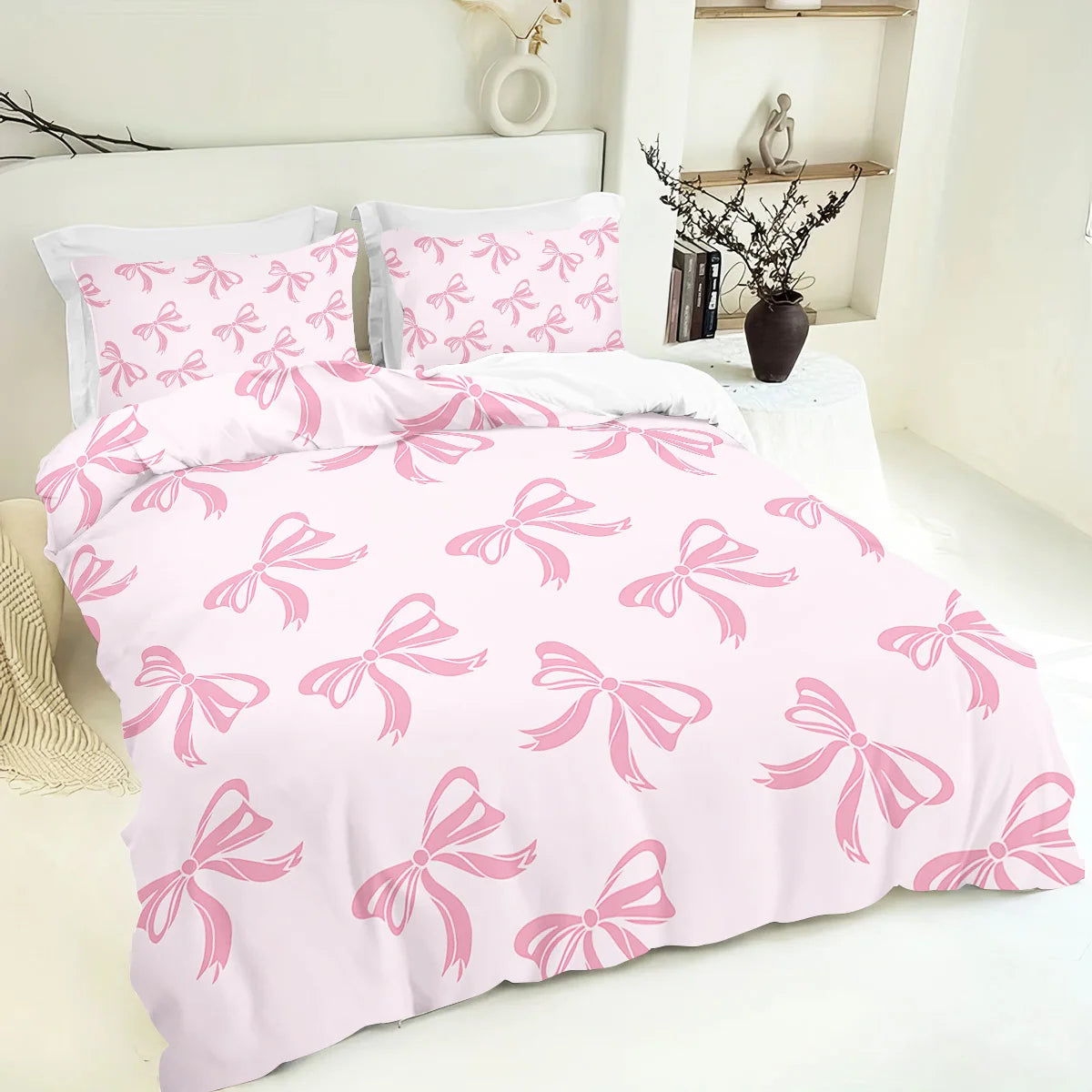 3pcs Butterfly pattern bedding set, 1 quilt cover+2 pillowcases, soft bedroom decoration, suitable for girls and women bedroom