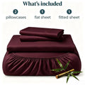 Bamboo Fiber Cooling Bed Sheet Set 16 Inch Deep Pocket, Breathable Cool For Hot Sleepers Includes Pillowcases, Flat Sheet And F