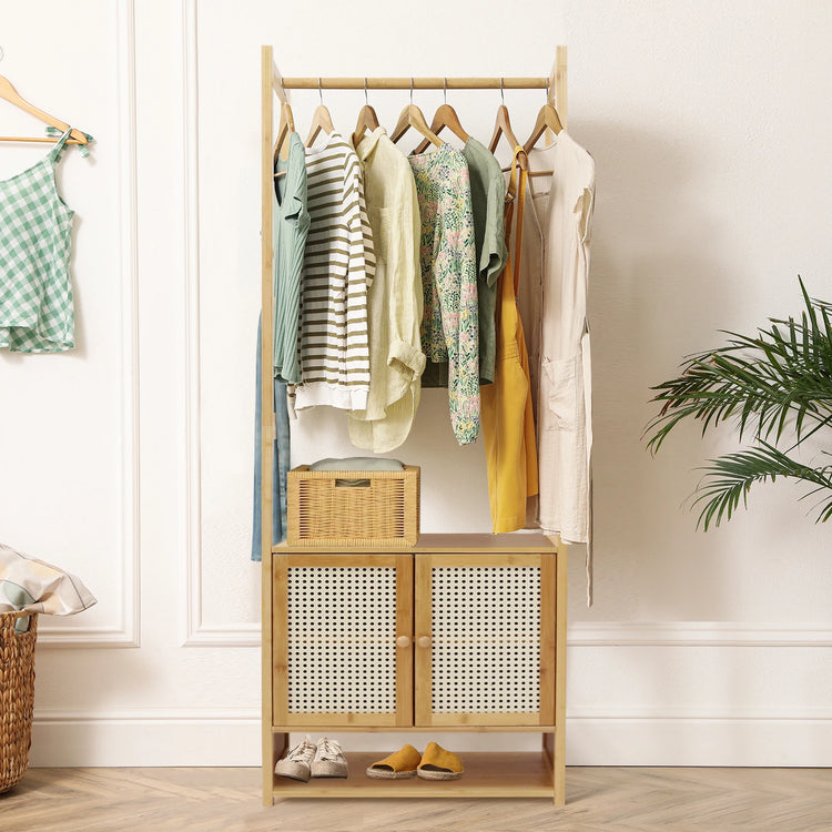 BambooNest Garment Rack with Cabinet