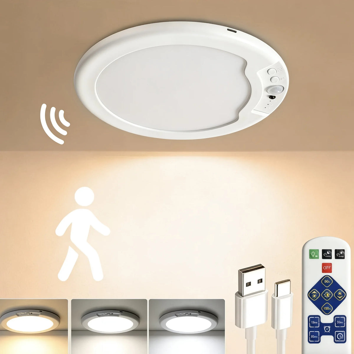 HaloSense Rechargeable Motion Ceiling Light