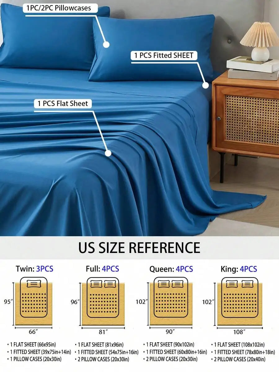 3/4 Piece Home Bed Sheet Set, Soft, Comfortable And Breathable Bedding Set, Hotel Luxury Home Summer Bedding Sheets Twin, 1 Or 2