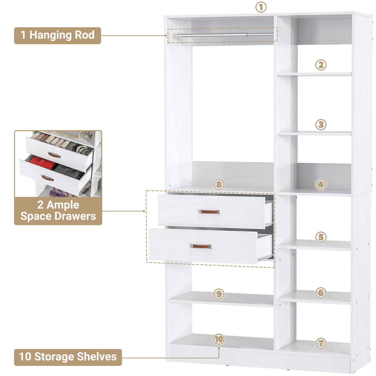 ClosetCraft 10-Shelf Wardrobe System