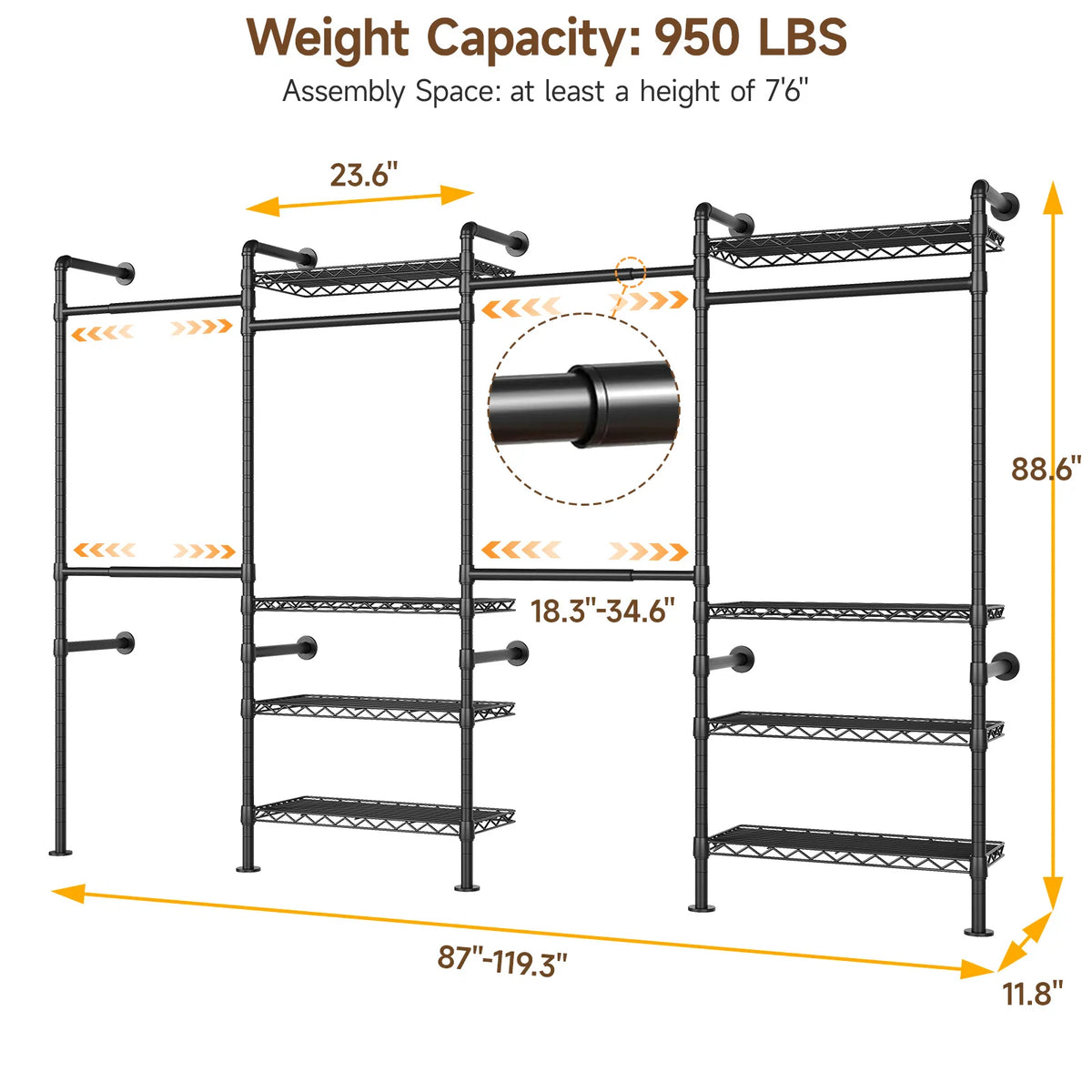 Willo RailFlex™ Wall-Mounted Closet System