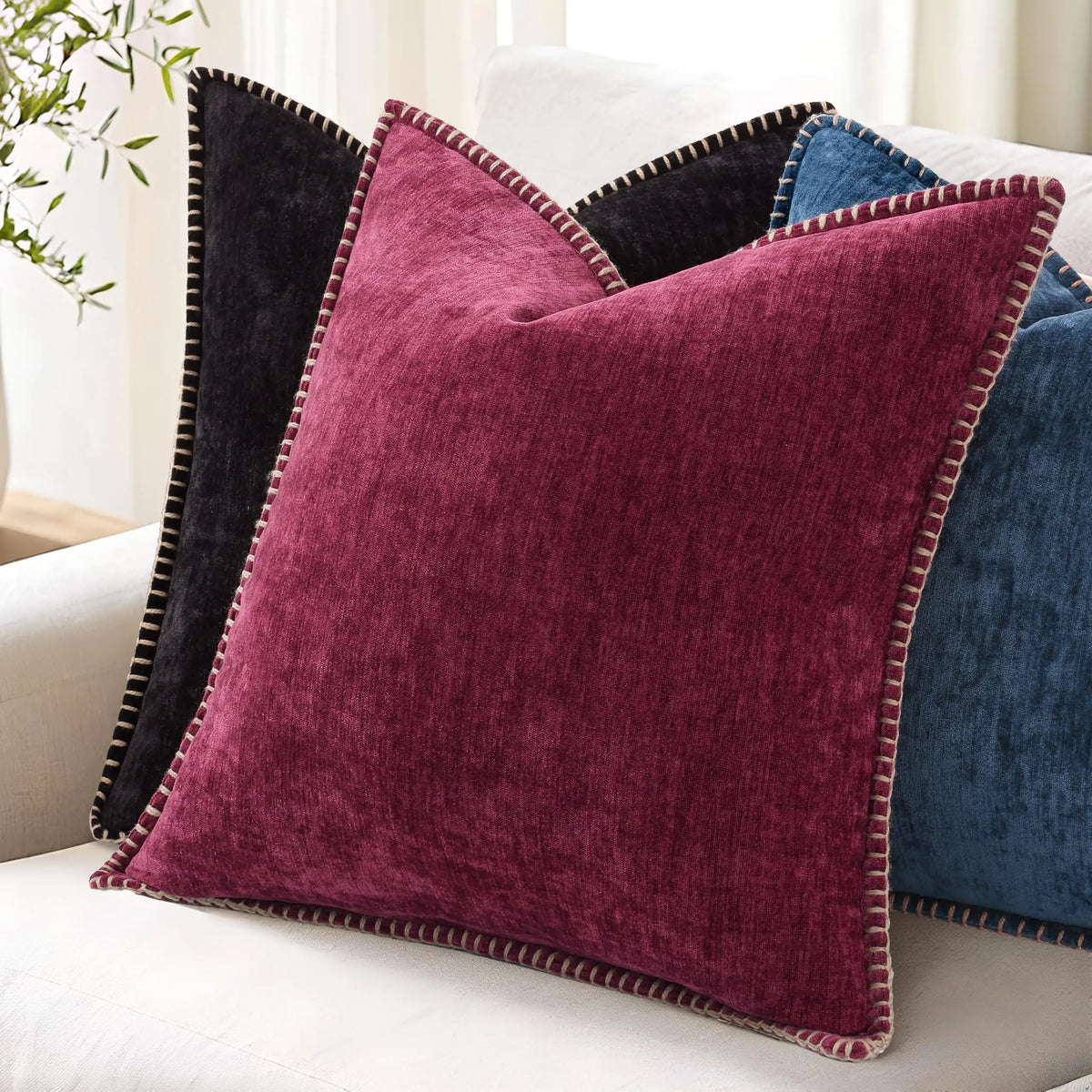 Stitch Soft Chenille Cushion Cover