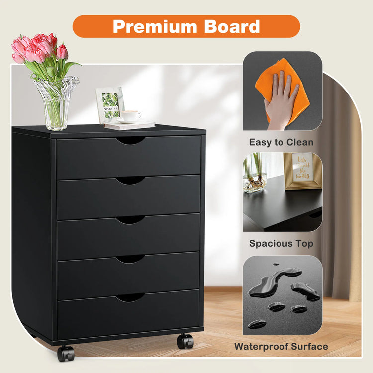 RollNest 5-Drawer Mobile Storage Cabinet