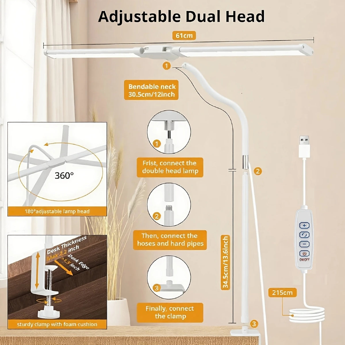 DuoBeam Wide-Angle Desk Lamp
