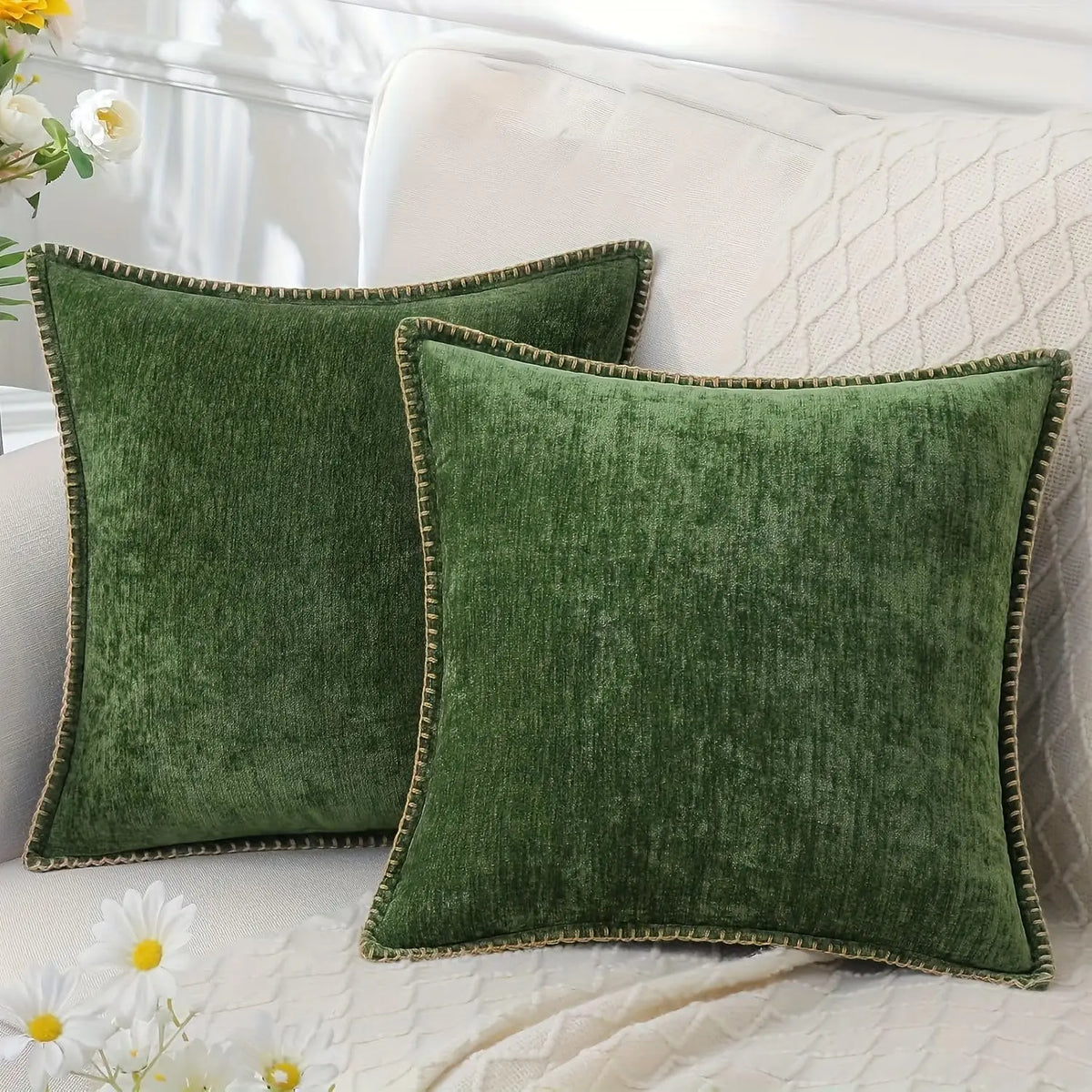 Stitch Soft Chenille Cushion Cover