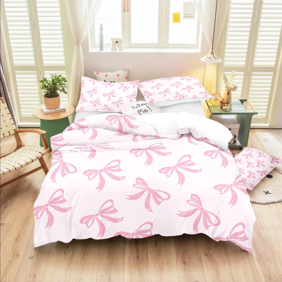 3pcs Butterfly pattern bedding set, 1 quilt cover+2 pillowcases, soft bedroom decoration, suitable for girls and women bedroom