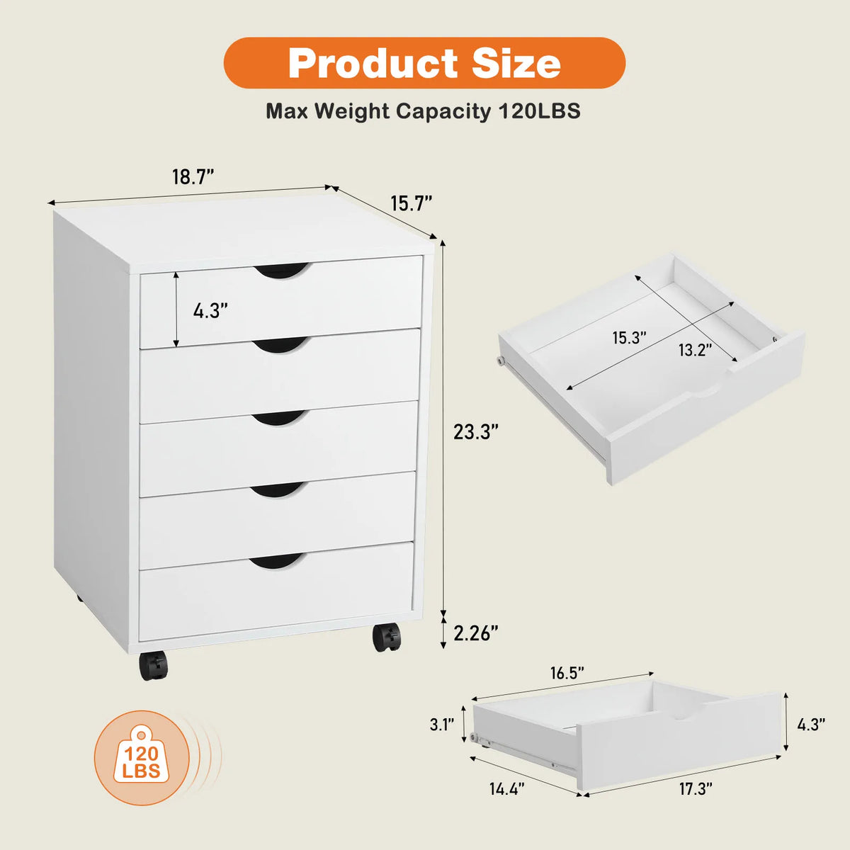 RollNest 5-Drawer Mobile Storage Cabinet