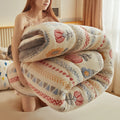 1PC Double Sided Boho Snowflake Textured Puffy Comforter, Skin Friendly Floral Printed Plush Quilt, Durable Washable Bed Cover, Perfect Housewarming Gift for Family Friends